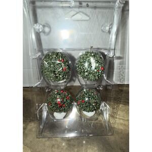 Set Of Four miniature Christmas Village topiaries trees in pots Holiday Decor